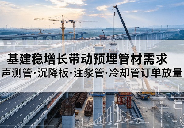 上饶基建稳增长带动预埋监测管材需求，声测管、沉降板、注浆管订单持续放量